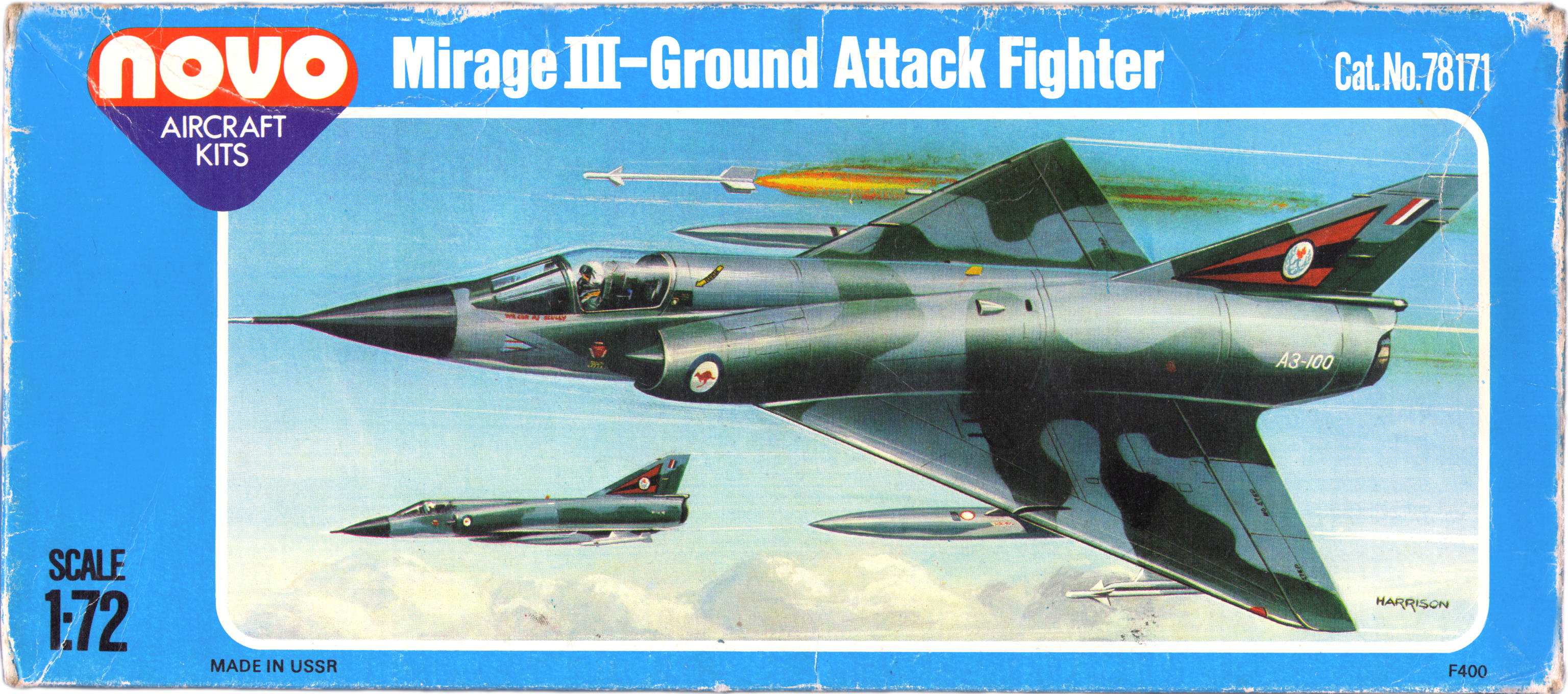NOVO F400 Dassault Mirage IIIE/O(A), NOVO Toys Ltd Cat.No.78171, 1980 box